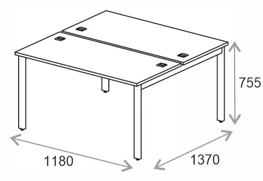 Бенч-система на 2 места на металлокаркасе Everprof EVO 1180х670(1370)x755 Кашемир/Черный