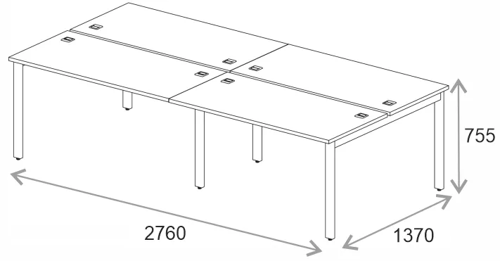 Бенч-система на 4 места на металлокаркасе Everprof EVO 2760х670(1370)x755 Белый/Белый